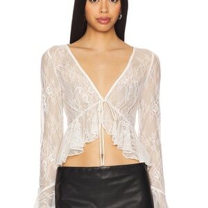 White Lace Long Sleeve Top